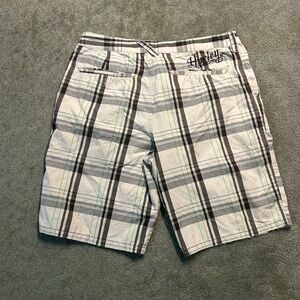 Vintage Hurley Men’s Plaid Shorts Size Large AOP Skate Surf Embroidered Y2K